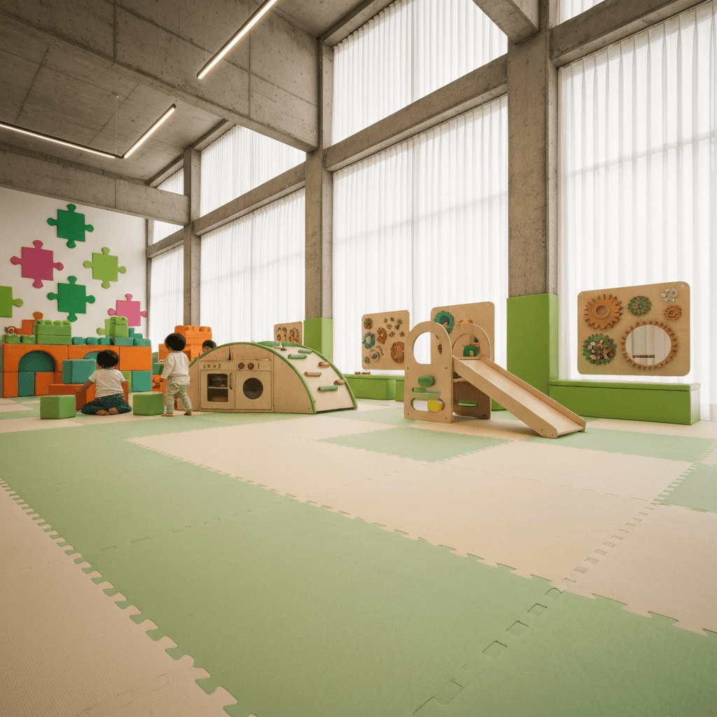 Niños jugando en el espacio de juegos JugArte